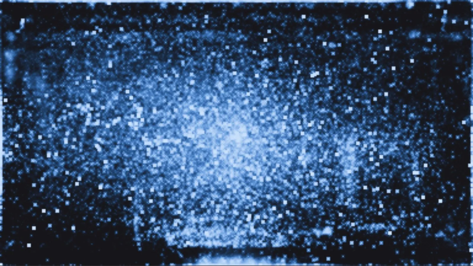 A glowing blue heat map of where a mouse cursor rested on a screen over a month, brightest at the centre.